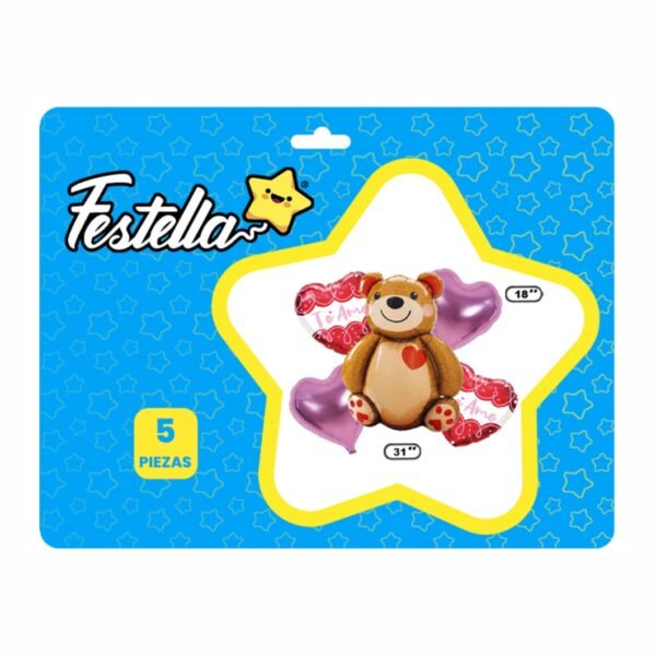 KIT GLOBOS OSO Y CORAZONES X4 - Imagen 3