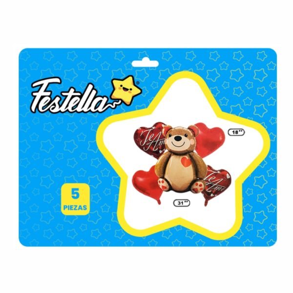 KIT GLOBOS OSO Y CORAZONES X4 - Imagen 2